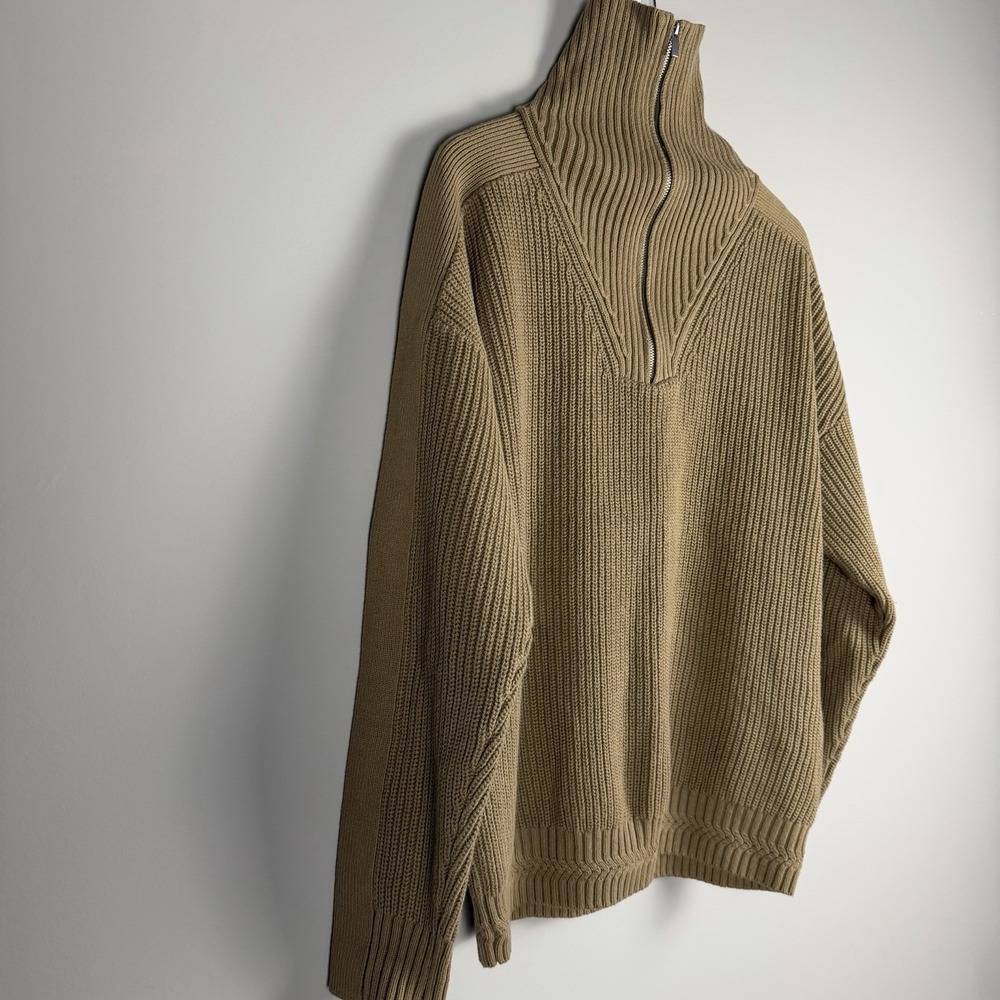 TOPMAN Hester Ribbed Knit Sweather Half Zip Mens Size Large High Collar Pullover - Picture 14 of 16